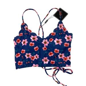 Zaful Blue Floral Swim Top Sz M/6